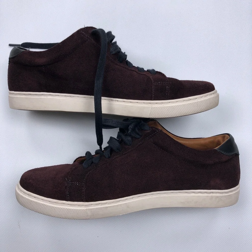 Allen Edmonds Courtside Mens 7.5 E Burgundy Suede Low Top Sneakers 5642